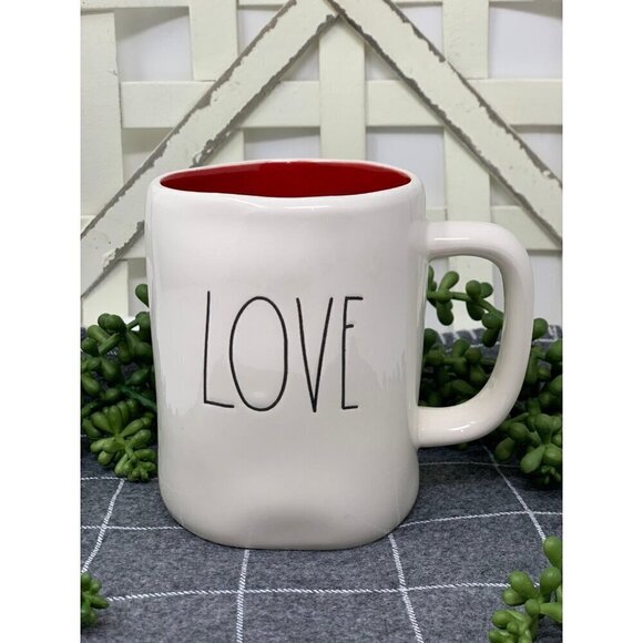 Rae Dunn LOVE Mug Cup READ Large Kitchen Ceramic New Valentine Gift Red White - Picture 1 of 15